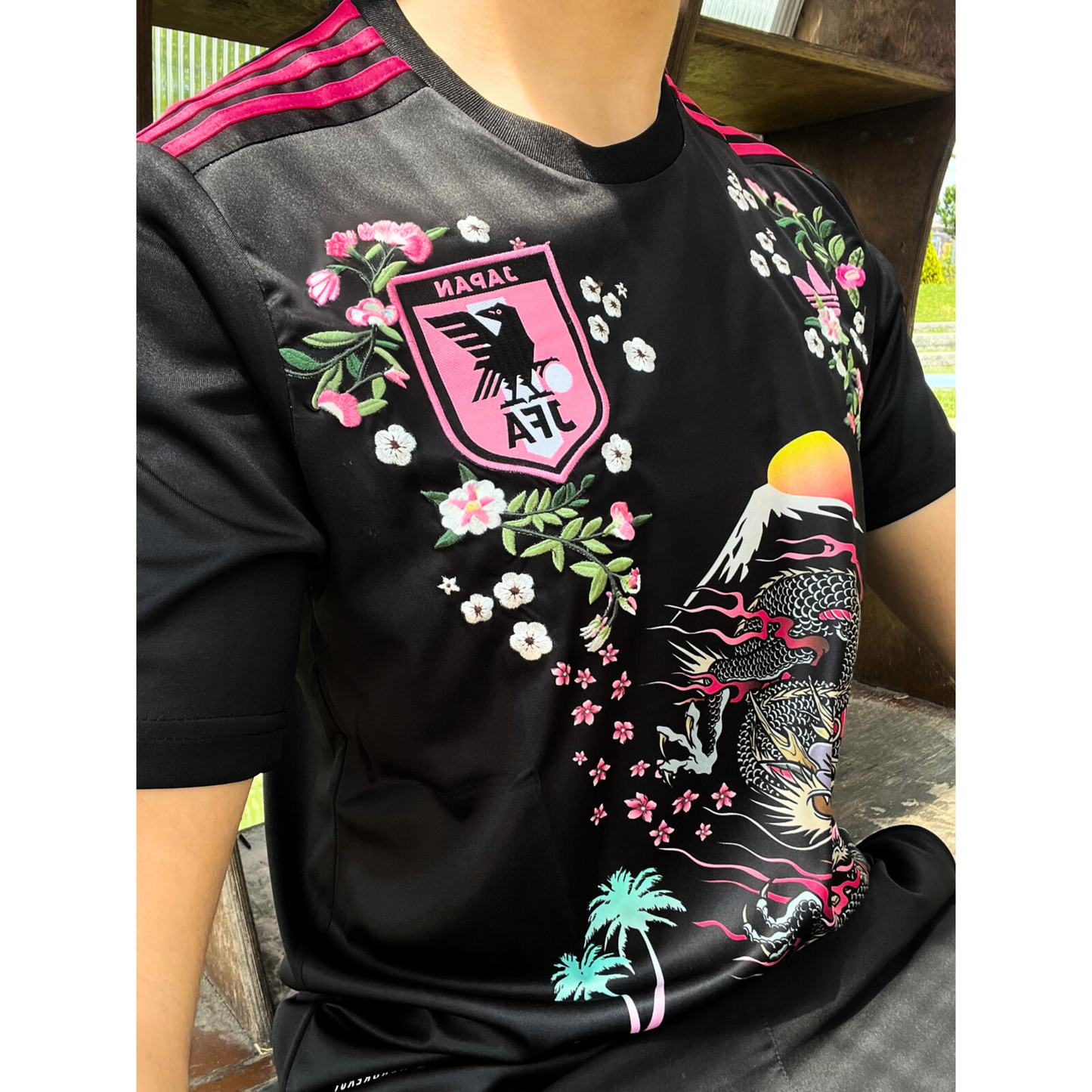 Japan Dragon Cherry Blossom Flower embroidered jersey🌸⚽
